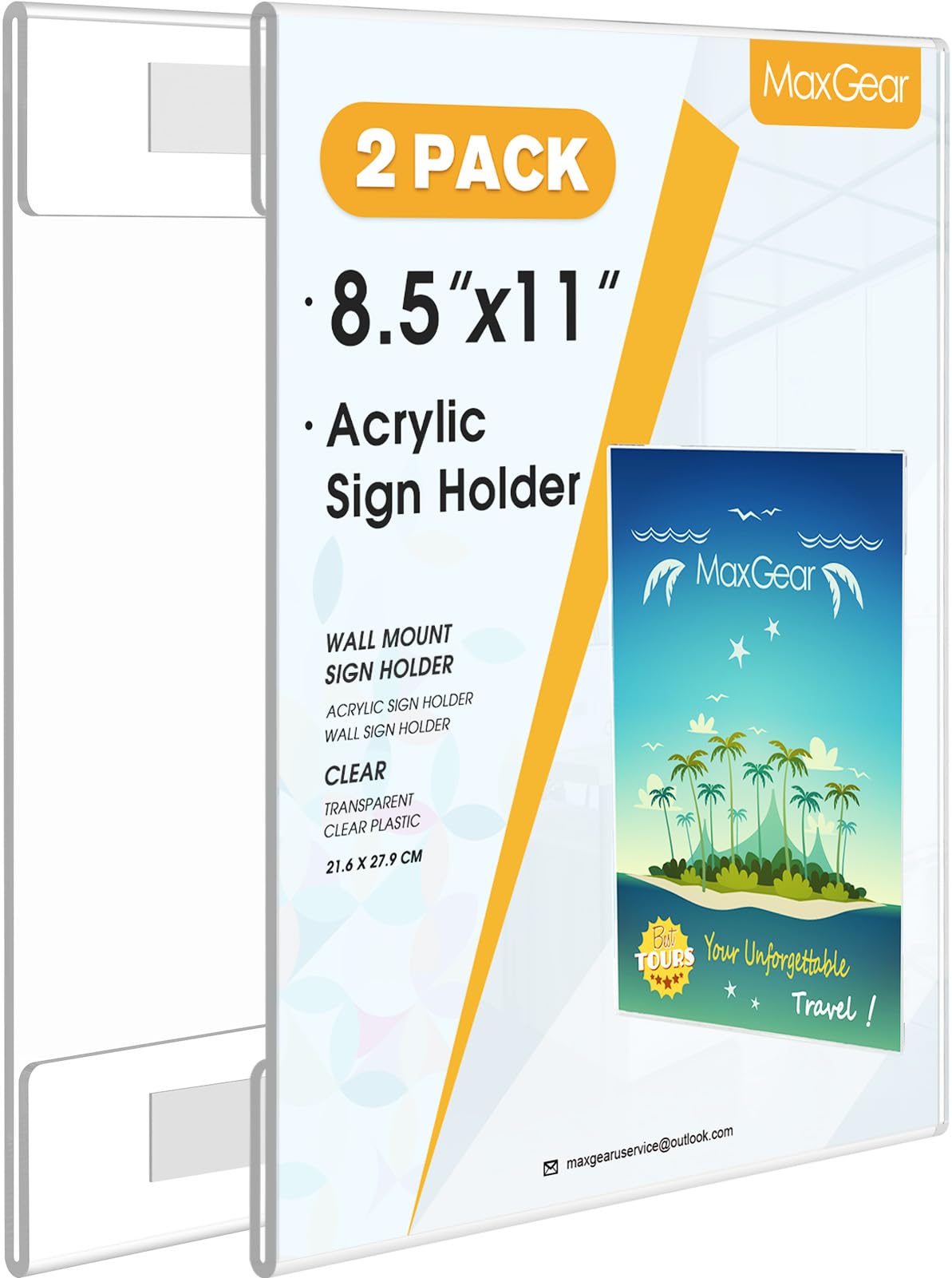 Amazon.com : MaxGear Acrylic Sign Holder 8.5 x 11 Wall Mount Clear